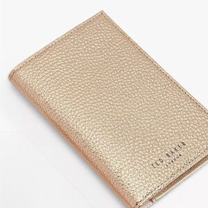 Ted Baker Metallic Rose Gold Pebbled Leather Travel Passport Holder